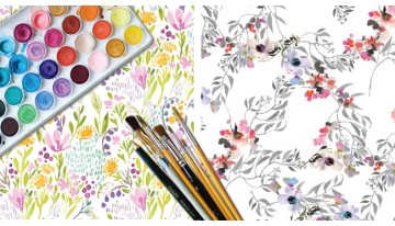  Ткани Aquarelle и Kimono. Акварель на ткани.