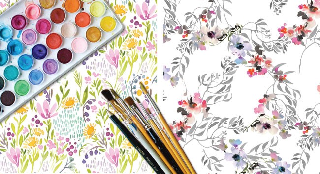  Ткани Aquarelle и Kimono. Акварель на ткани.